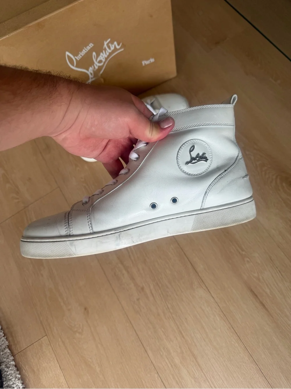 Christian Louboutin Men's White High-Top Sneakers